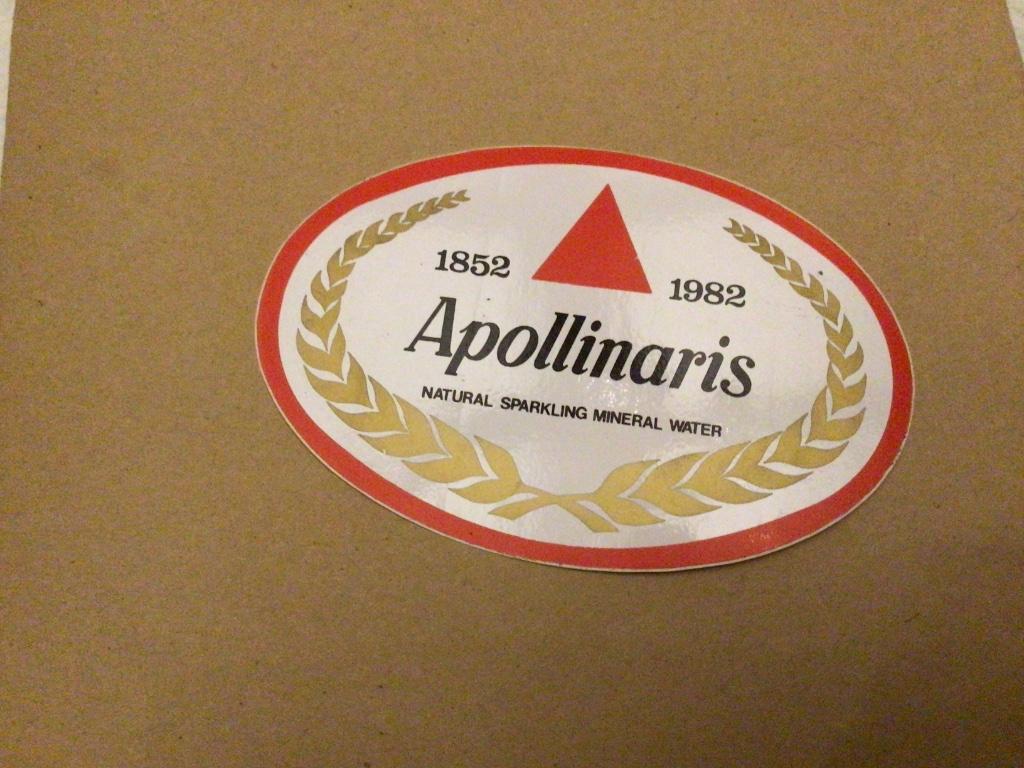 Sticker Apollinaris 1852-1982 mineraal water, Ophalen of Verzenden