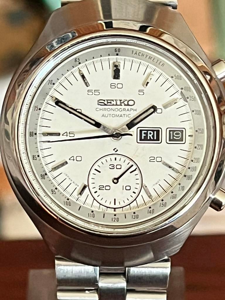 Seiko HELMET Chronographe 6139-7100, Enlèvement ou Envoi, Étanche, Utilisé, Blanc