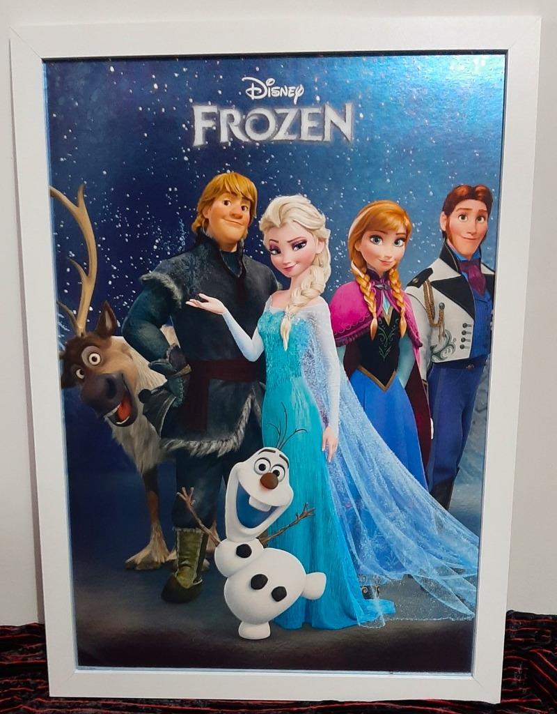 Disney Frozen Luxe Poster met witte houten lijst, Verzamelen, Posters, Ophalen, Rechthoekig Staand, Met lijst, Zo goed als nieuw