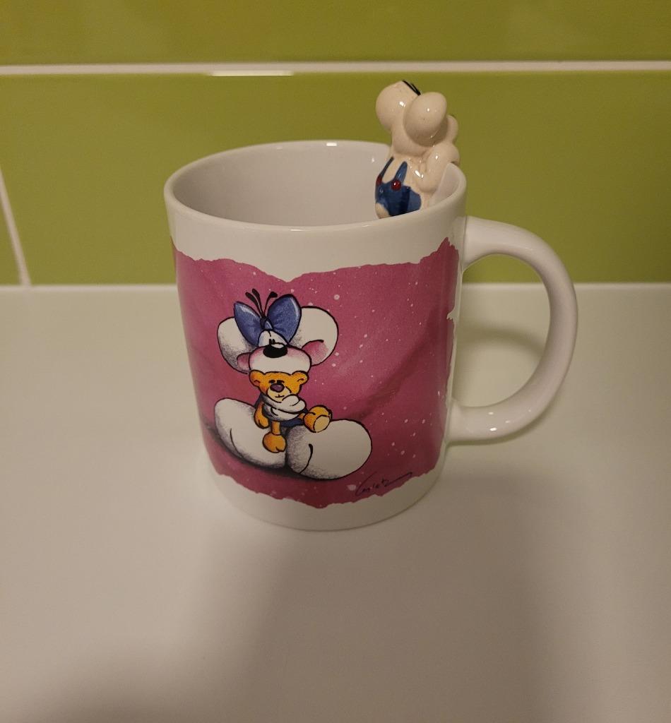 Diddl kopje/ tas/mok met extra muisje op bovenaan, Verzamelen, Ophalen of Verzenden, Diddl, Zo goed als nieuw, Servies