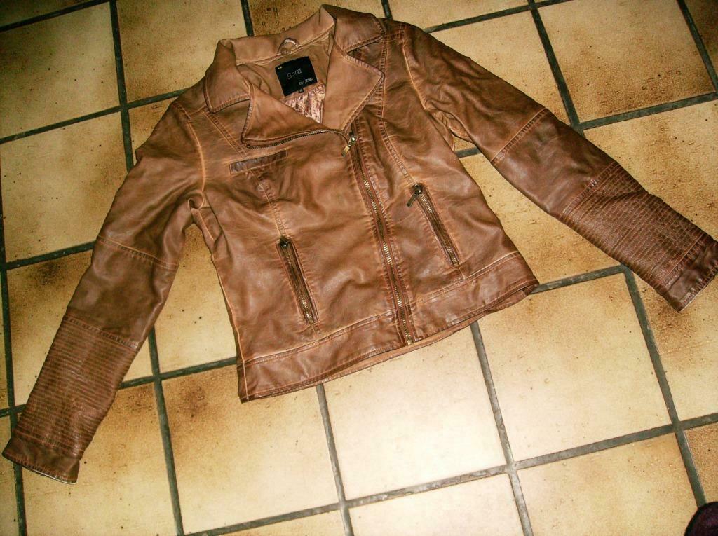 bruin leren jasje met afneembaar pelsje mt 38, Taille 38/40 (M), Enlèvement ou Envoi, MET, Brun
