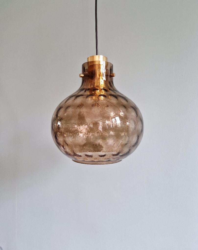 Suspension en verre fumé alvéolé, Glashütte Limburg, 1970, Enlèvement ou Envoi