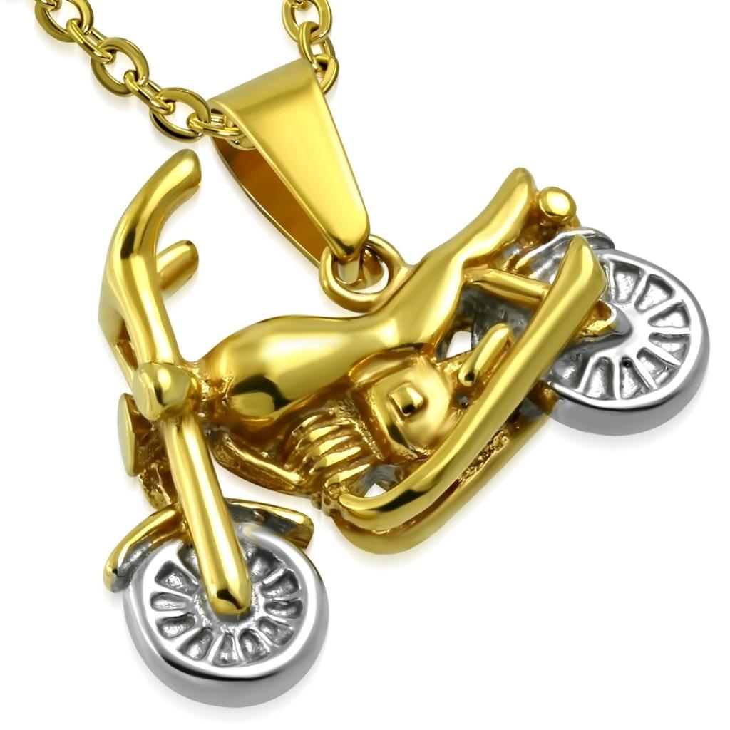 Pendentif moto chopper bicolore en acier inoxydable, Enlèvement ou Envoi, Neuf