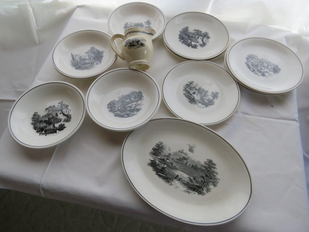 Boch La Louviere 14st Servies met oude landschapstekeningen, Huis en Inrichting, Keuken | Servies, Ophalen, Gebruikt, Overige stijlen