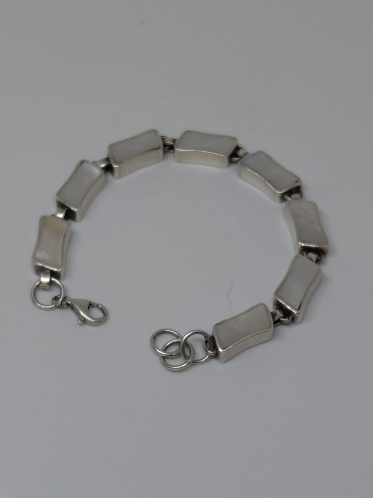 925 zilveren armband met parelmoer, Handtassen en Accessoires, Armbanden, Ophalen of Verzenden