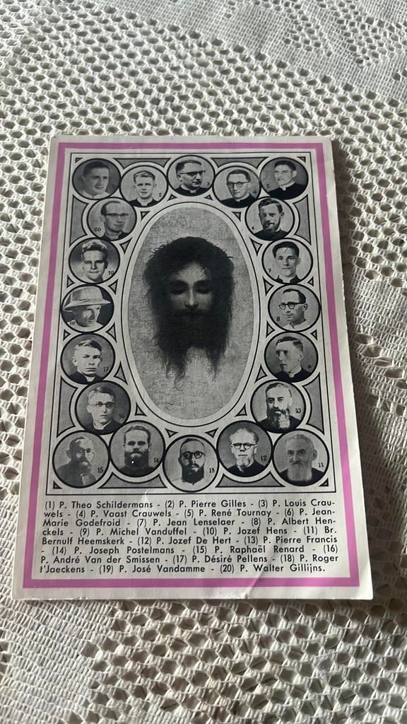 De martelaren van Konglo 20 priesters vermoord, Verzenden, Bidprentje