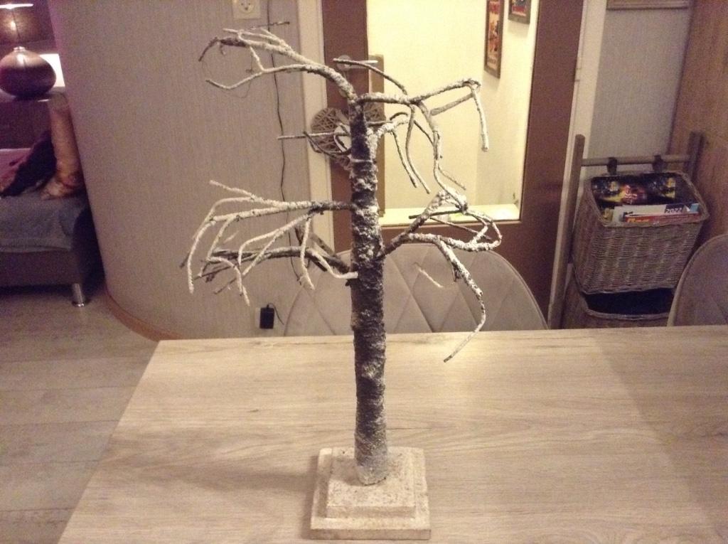 Sapin de Noël en bois avec neige (60 cm), Divers, Noël, Utilisé, Enlèvement ou Envoi
