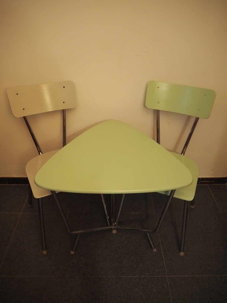 Vintage set design tafeltje en stoelen, 1960s, Huis en Inrichting, Ophalen, Zo goed als nieuw, Overige vormen