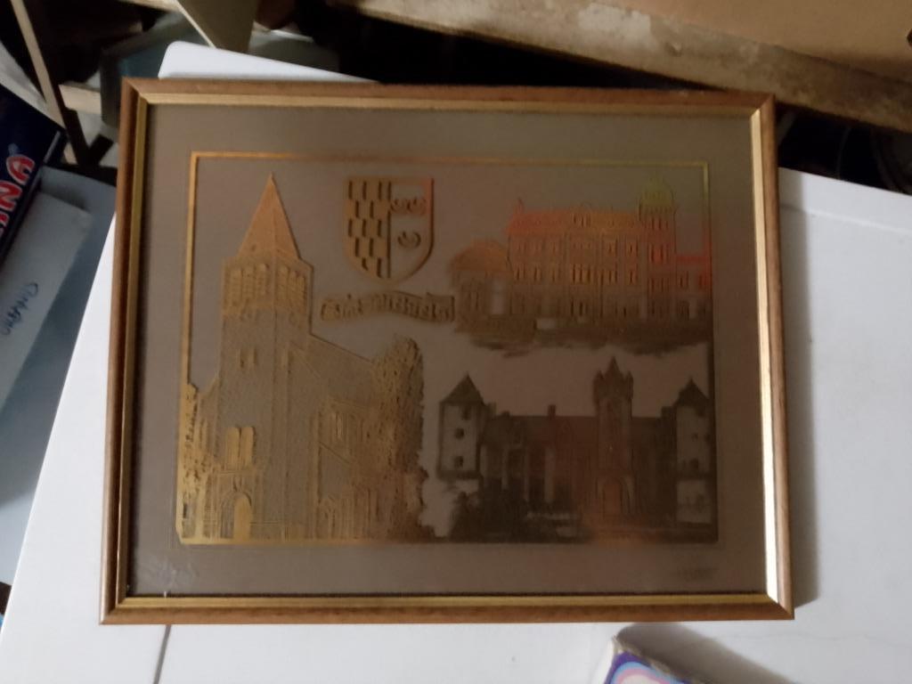 Prachtig koperkleurig tableau Brugge Sint Michiels, Ophalen of Verzenden
