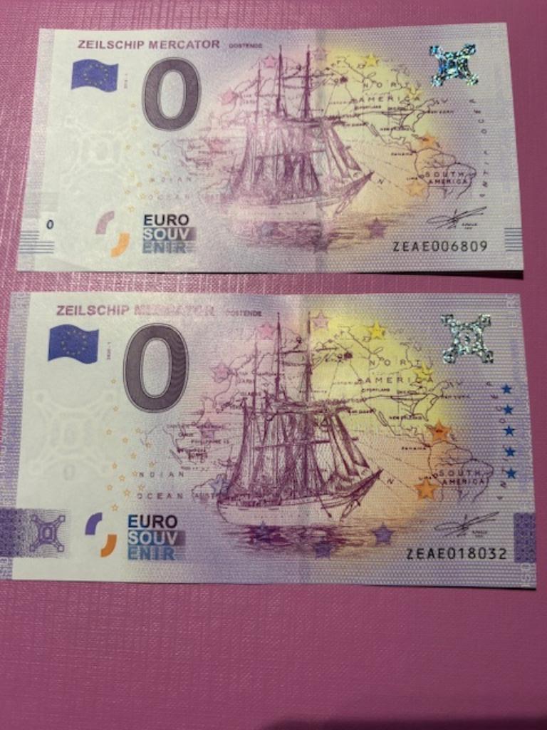 Billets 0 € Duo Zeilschip Mercator Oostende + Annif, Timbres & Monnaies, Enlèvement ou Envoi, Belgique, Billets en vrac