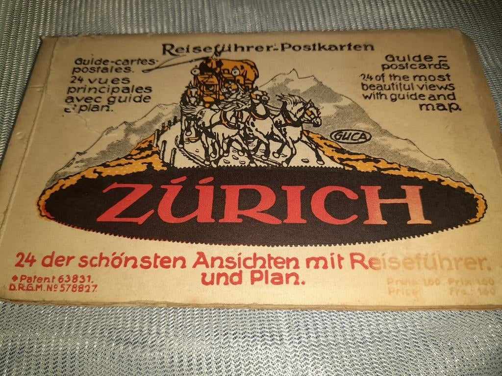 Zurich Guide-ansichtkaarten 24 views met gids en kaart, Ophalen of Verzenden