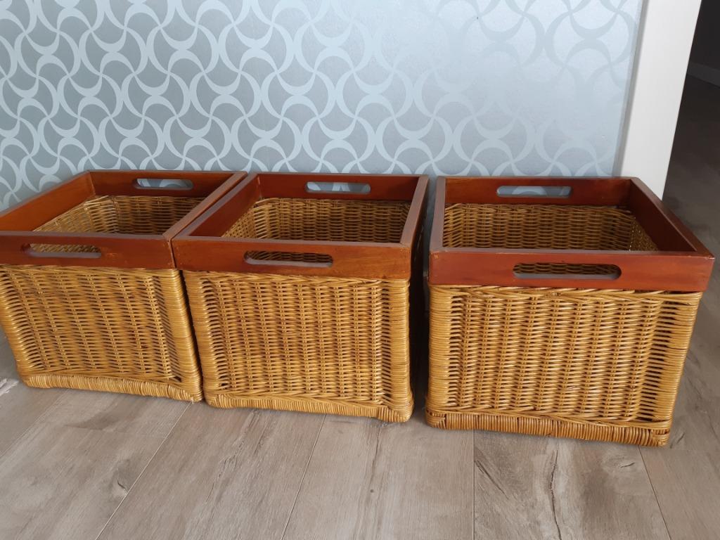 Drie rotan manden, Ophalen, Mand, Vierkant, Zo goed als nieuw