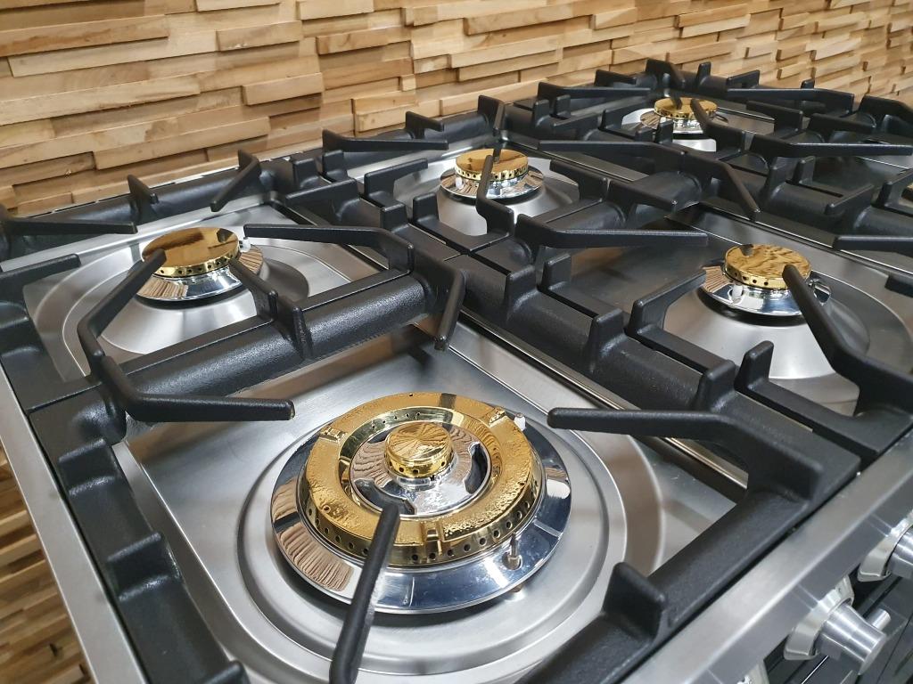 🔥 Poêle Boretti de luxe 90 cm en acier inoxydable noir bril, Gaz, Classe énergétique A ou plus économe, Enlèvement ou Envoi, 85 à 90 cm