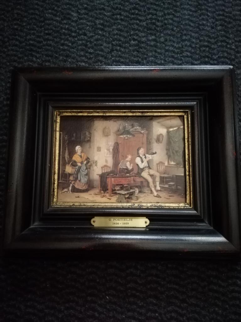 Reproductie "Voor de storm" van Gerard Portielje (1856-1929), Antiek en Kunst, Kunst | Schilderijen | Klassiek, Ophalen of Verzenden