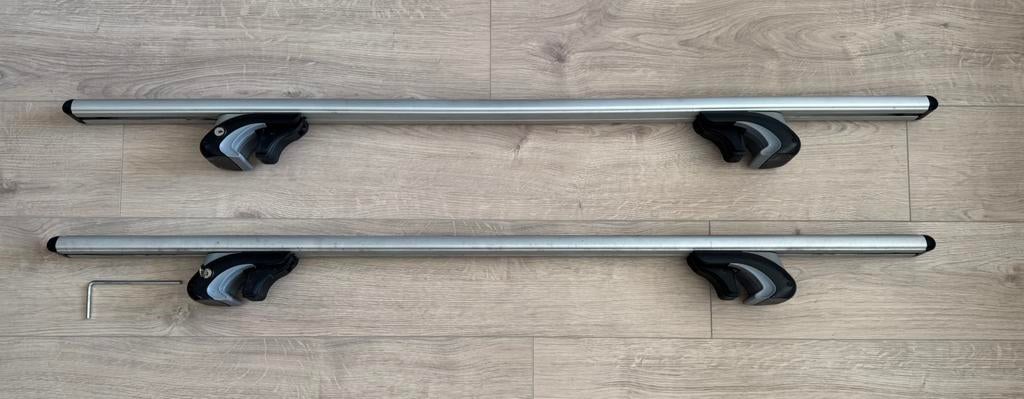 Aluminium dakdragers 140cm voor Volvo V70/XC70 open dakrail, Auto diversen, Dakdragers, Ophalen, Zo goed als nieuw