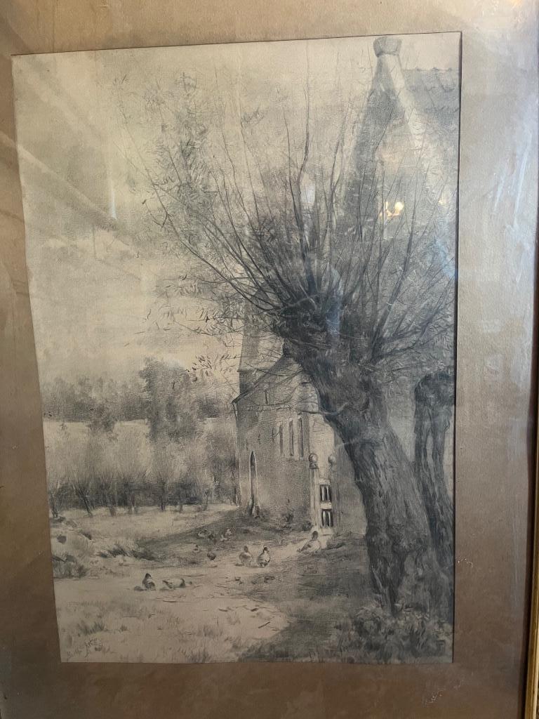Naald/inkttekening Berthe Art, Antiek en Kunst, Kunst | Schilderijen | Klassiek, Ophalen of Verzenden