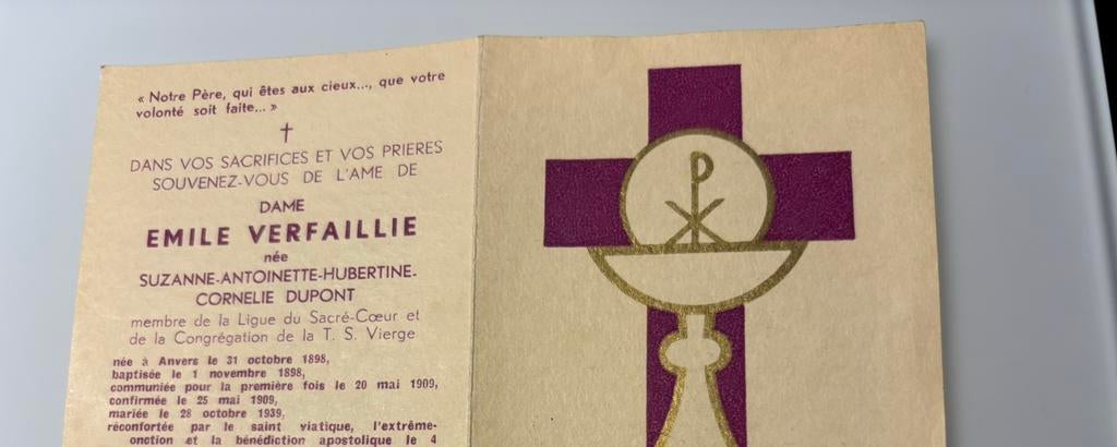 1898 et 1941, Envoi, Image pieuse