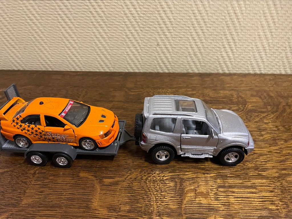 JEEP MET AANHANGER EN RACEWAGEN, Ophalen of Verzenden