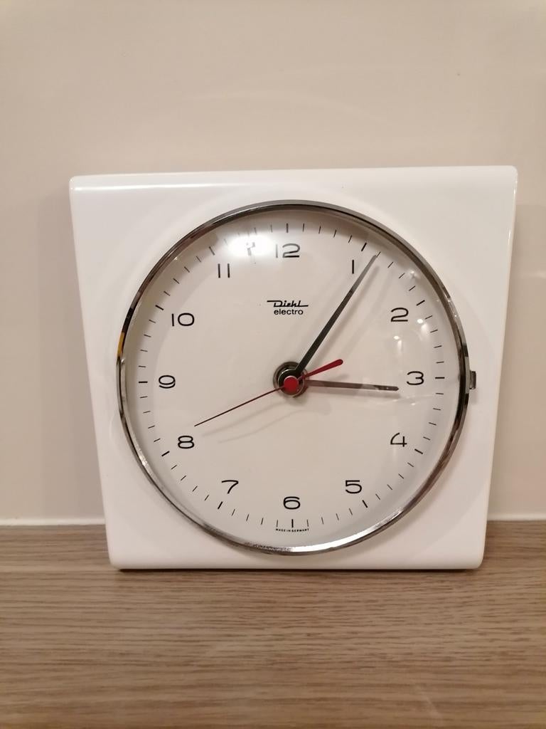 Vintage keramische wandklok...Diehl Electro...60's!, Ophalen of Verzenden, Wandklok