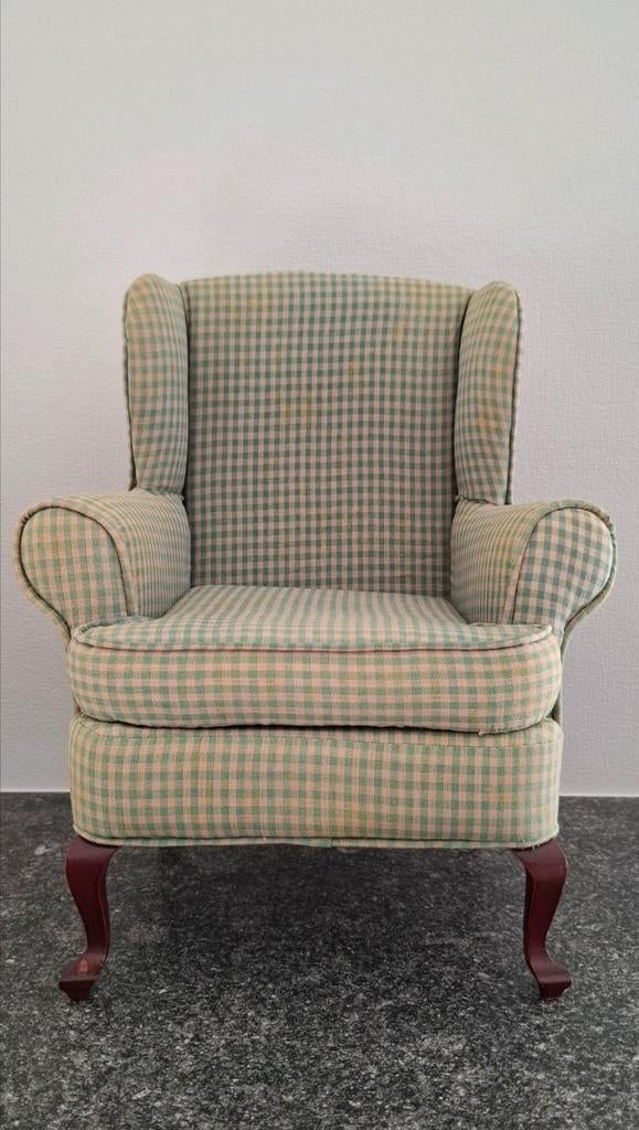 Vintage stoffen beren/poppen armstoel, Antiek en Kunst, Ophalen of Verzenden