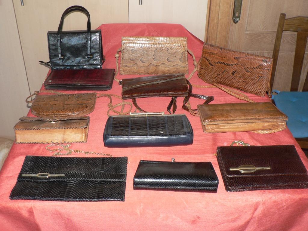 vintage handtassen Croco, Enlèvement, Utilisé, Autres couleurs, Sac à bandoulière