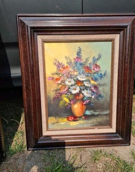 Peinture avec pot de fleurs, G.De Wulf, Antiquités & Art, Art | Peinture | Classique, Enlèvement ou Envoi