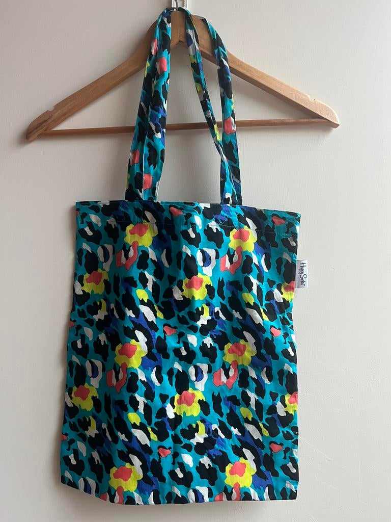 Happy Socks bag blauwe luipaard print, Ophalen of Verzenden, Zo goed als nieuw, Blauw, Shopper