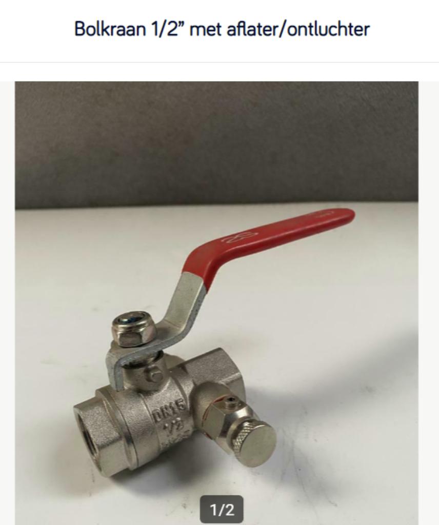Vanne à bille 1/2" avec évent / purgeur d'air - NOUVEAU !, Bricolage & Construction, Sanitaire, Enlèvement ou Envoi, Neuf