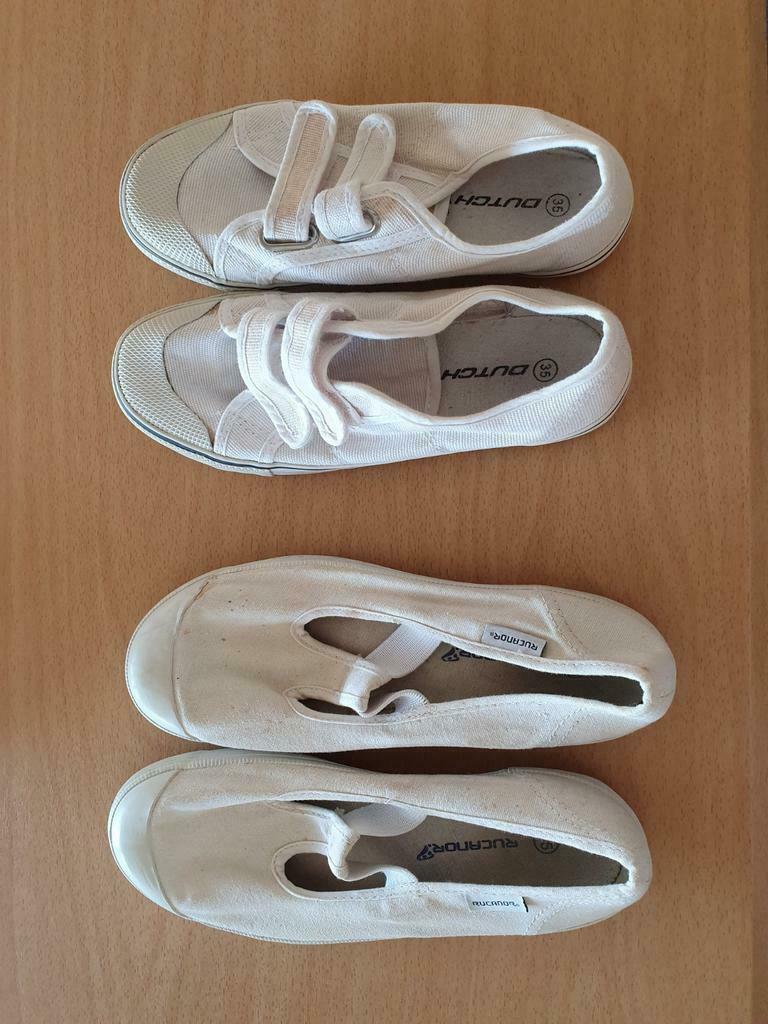witte turnpantoffels - maat 35, Sports & Fitness, Gymnastique, Enlèvement, Comme neuf, Blanc, Chaussons de gymnastique