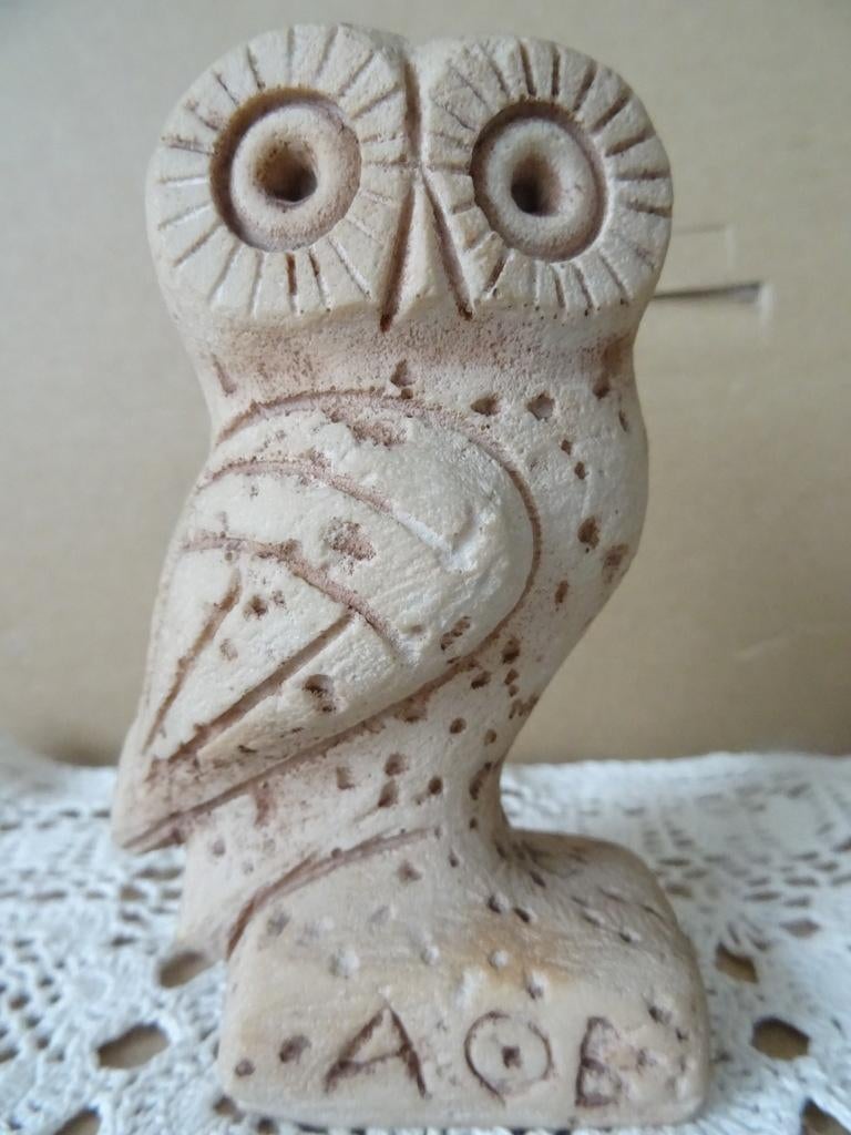 Statue de hibou ancienne statue de hibou grecque 11cm 1980, Enlèvement ou Envoi, Comme neuf, Animal