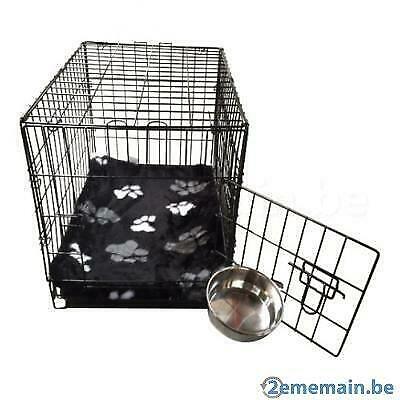 Cage complète avec bac + coussin NOIR + bol inox, Envoi, Neuf