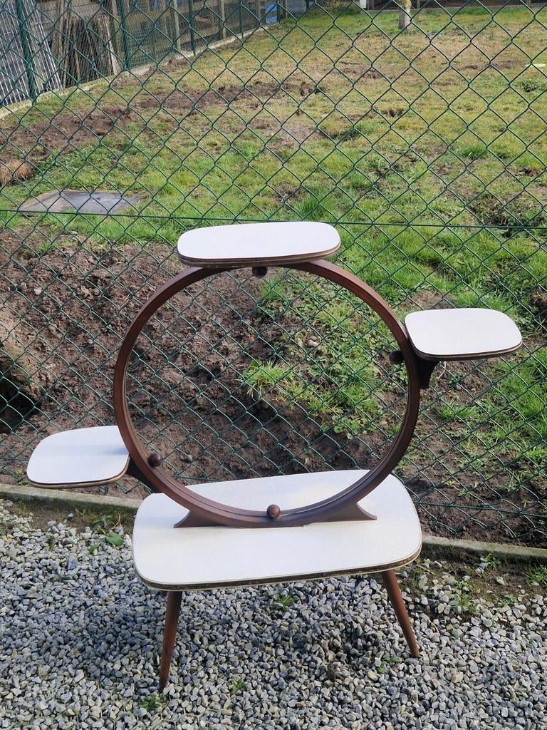 Vintage mid-century formica en houten plantentafel , retro, Ophalen