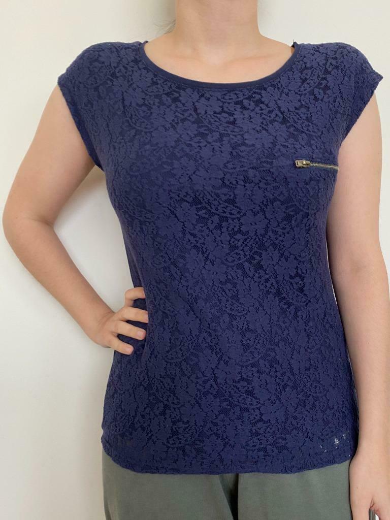 T-shirt bleu Pimkie taille M à dentelle, Sans manches, Taille 38/40 (M), Enlèvement ou Envoi, Pimkie