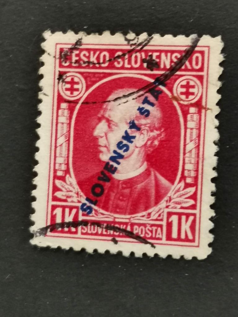 Cesko Slovensko 1939 - Andrje Hlinka - met opdruk, Postzegels en Munten, Ophalen of Verzenden, Overige landen, Gestempeld