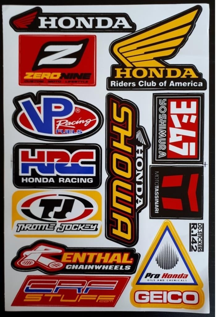 Honda Yoshimura HRC Renthal Zeronine stickerset motor helm, Ophalen of Verzenden