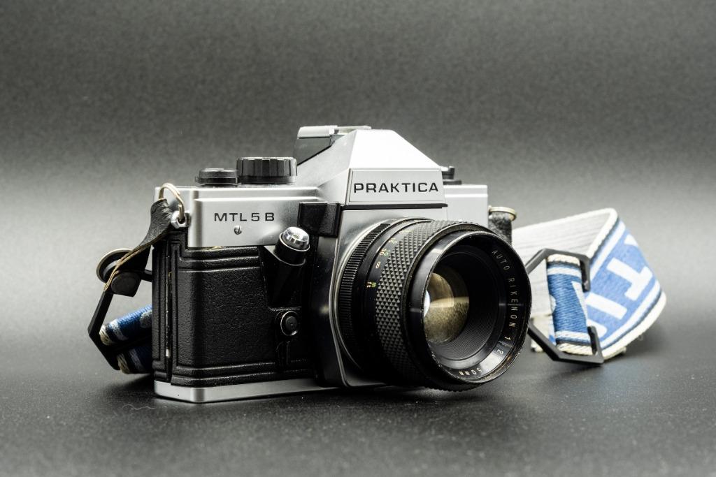 Praktica MTL 5B + Auto Rikenon 50mm F2 + Sangle large, Enlèvement ou Envoi, Utilisé, Reflex miroir