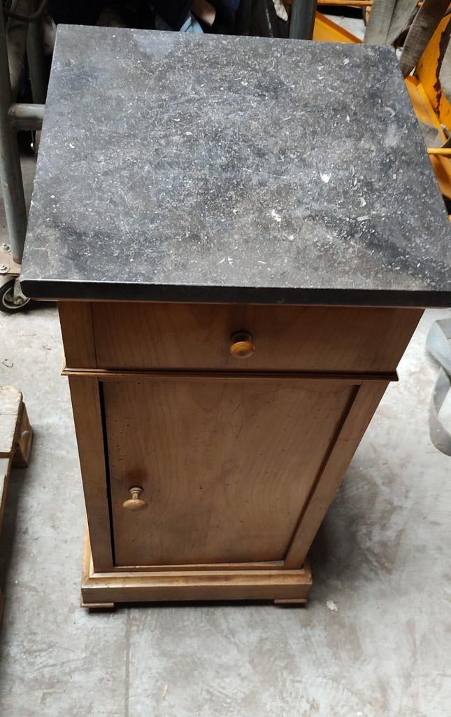 Table de chevet meuble d'appoint en bois avec plateau en mar, Enlèvement ou Envoi, Utilisé, Bois