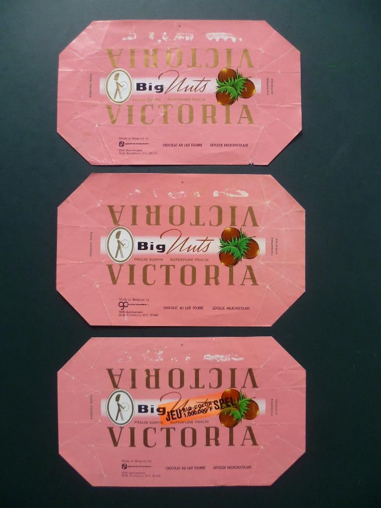 Chocolade Victoria chocolat emballages omslagen Big Nuts x 3, Verzamelen, Ophalen of Verzenden, Gebruikt