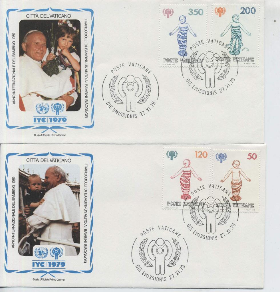 2 Vatican du FDC : Année de l'enfant, Envoi, Affranchi