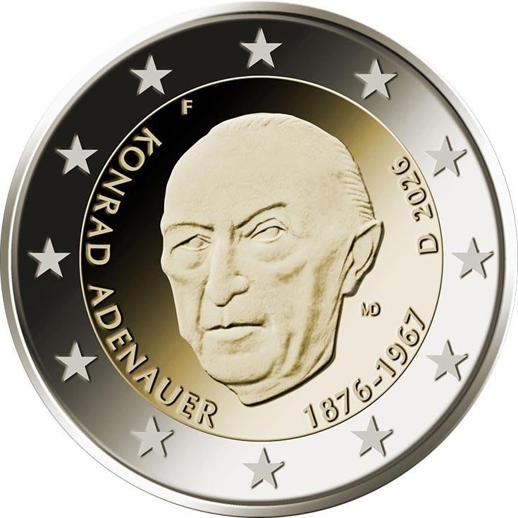 Duitsland 2026 - 2 euromunt - Konrad Adenauer - UNC, Ophalen of Verzenden, Duitsland