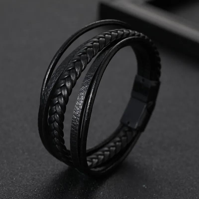 Bracelet en cuir PU pour homme, boucle en cuir tricoté en, Envoi, Neuf, Cuir