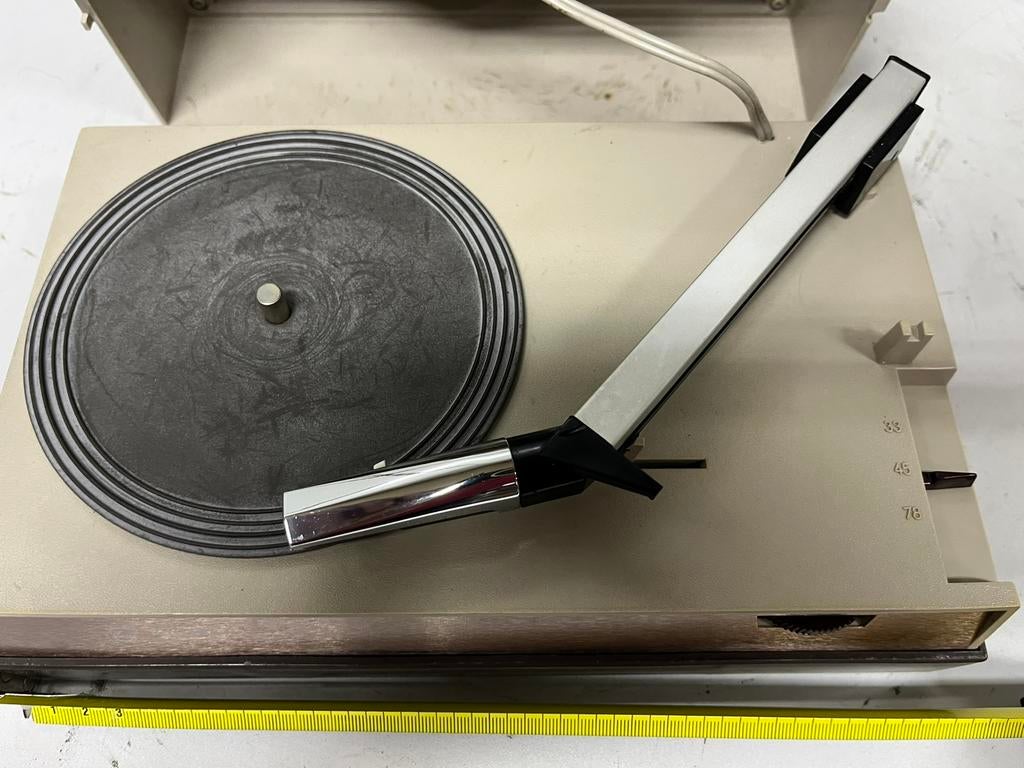 Vintage draagbare platenspeler op vinyl - Philips GF403, Ophalen of Verzenden, Zo goed als nieuw, Platenspeler, Philips