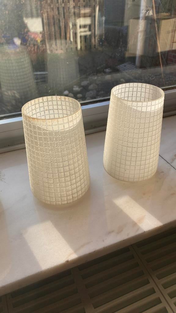 Oude glazen lampenkappen, Ophalen of Verzenden, Gebruikt