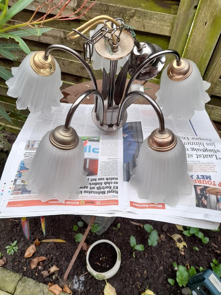 Oude luster, Huis en Inrichting, Lampen | Kroonluchters, Ophalen, Gebruikt