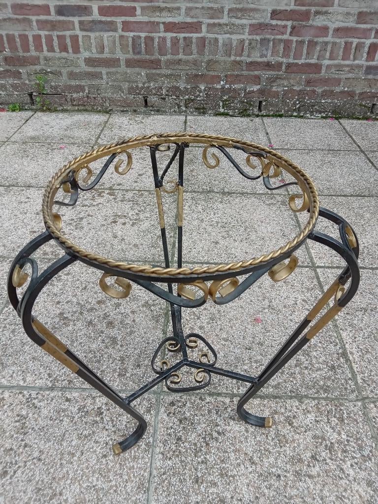 metalen bijzettafeltje met houten blad, Huis en Inrichting, Tafels | Bijzettafels, Ophalen, Gebruikt