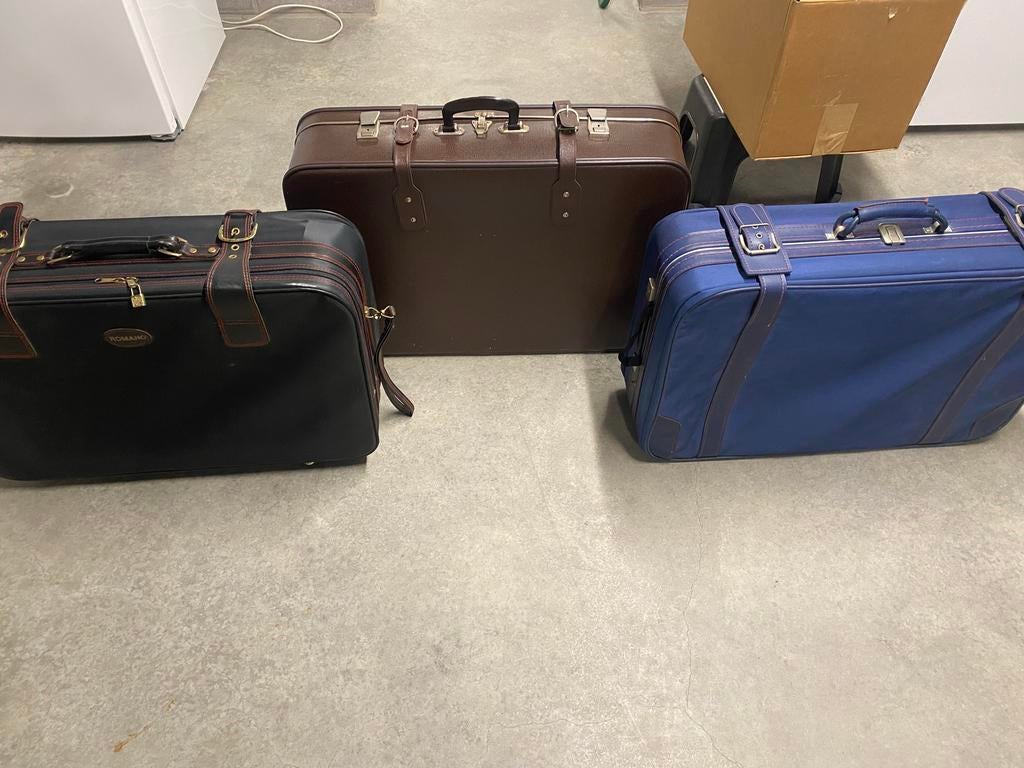 3 vintage koffers, Handtassen en Accessoires, Koffers, Ophalen of Verzenden, Zo goed als nieuw, Leer