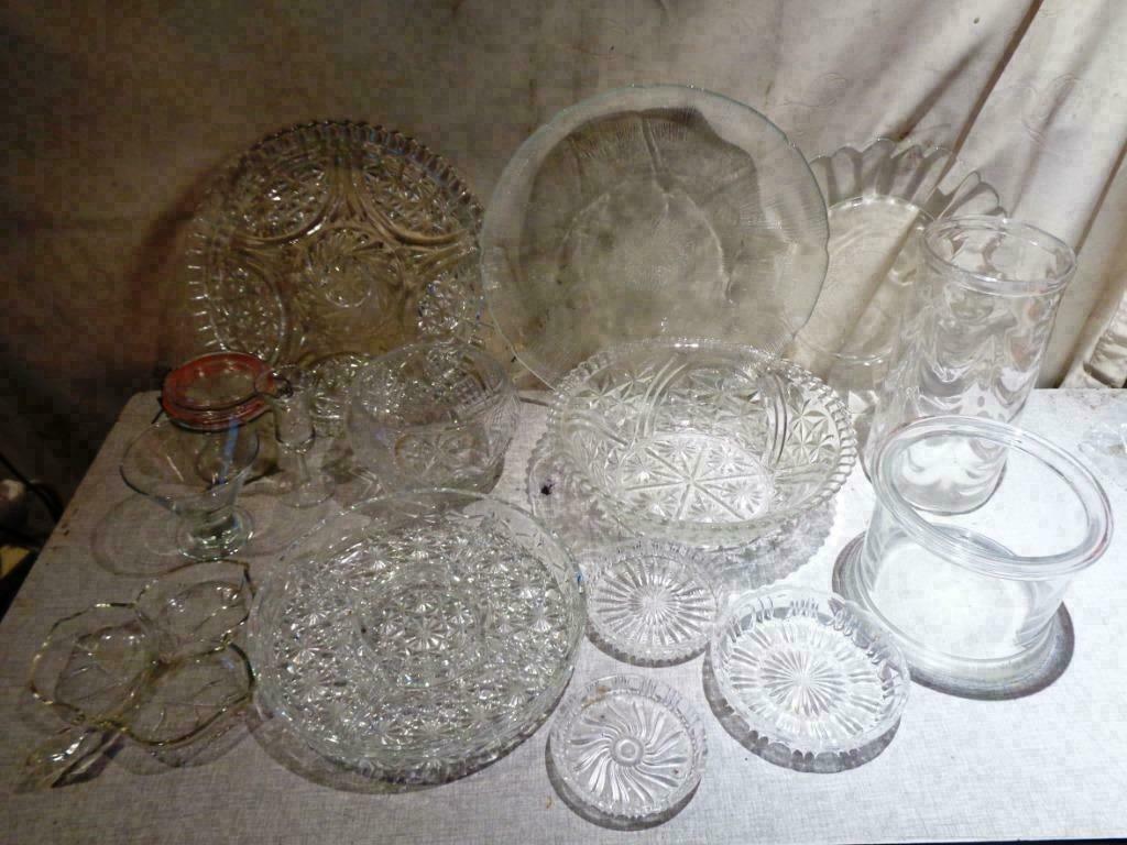 Mooie Partij van Oude Glazen en kristallen Schalen en Potten, Antiek en Kunst, Ophalen of Verzenden