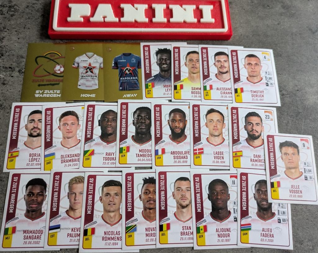 Panini FOOTBALL 2022/23 22 STICKERS  Z.WAREGEM VOETBAL, Ophalen of Verzenden, Nieuw