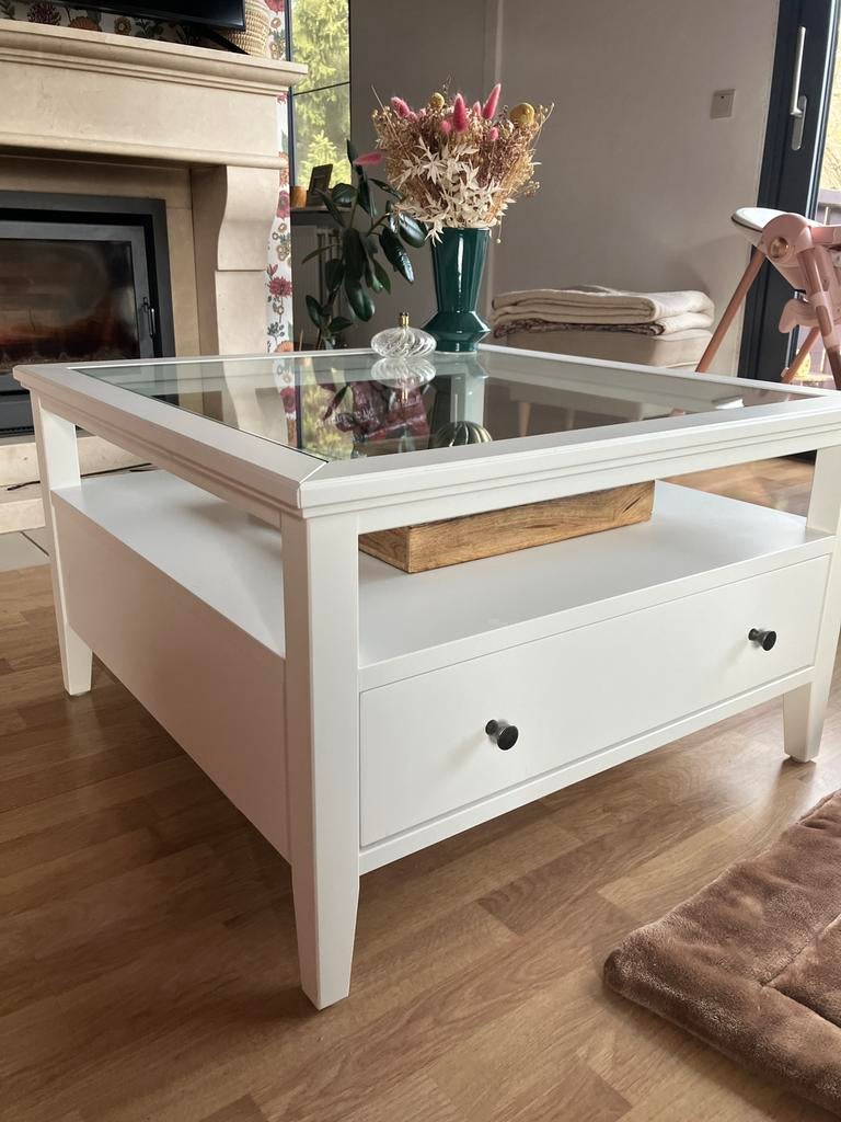 Table basse carré blanche Ikea, 75 cm ou plus, 50 à 100 cm, Carré, Verre