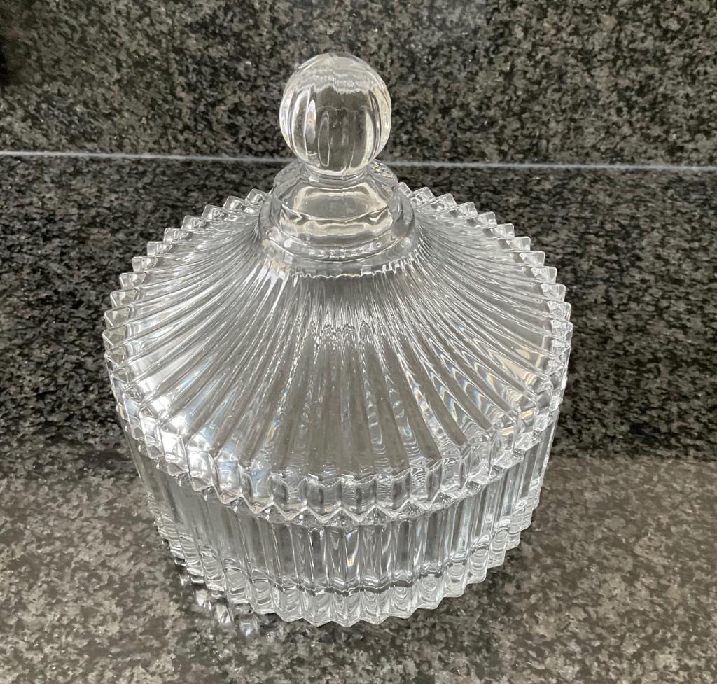 Glazen decoratie pot met deksel, Antiek en Kunst, Ophalen of Verzenden